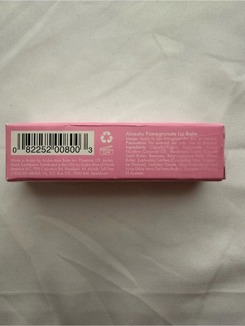 Aloestix Pomegranate Flavored Lip Balm Tube Moisturizer NIB 0.25 oz / 7g